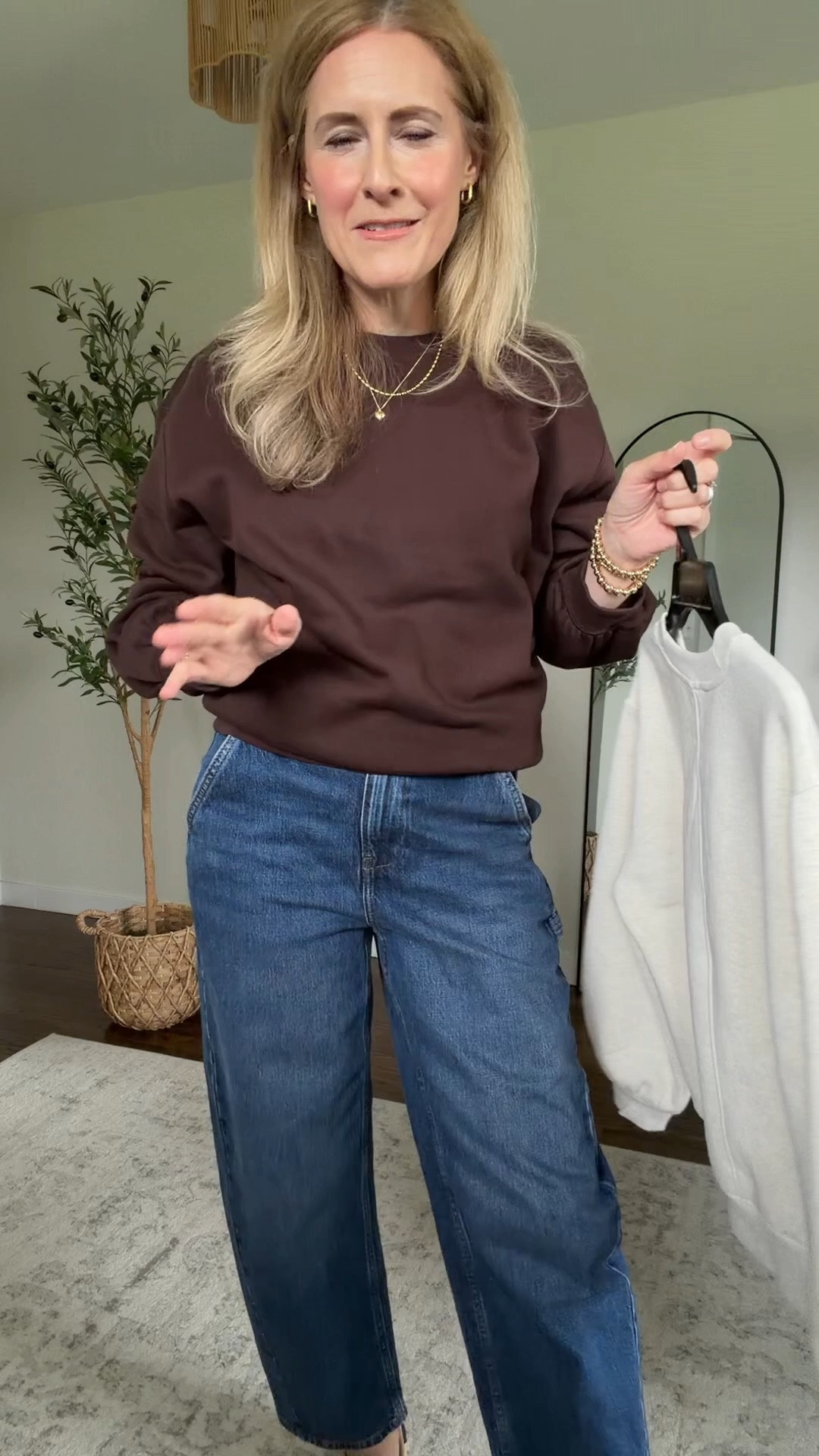 New puff sleeve sweatshirts by Scenario at Walmart are a good everyday basic, fit is true to size, go up if you want it more relaxed. This is the size medium. #walmartfashion

#LTKOver40 #LTKstorytime