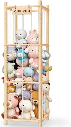 Stuffed Animal Storage & Organizer, Wooden Cute Zoo Toy Holder for Toddler Rooms, Playrooms & Bed... | Amazon (US)