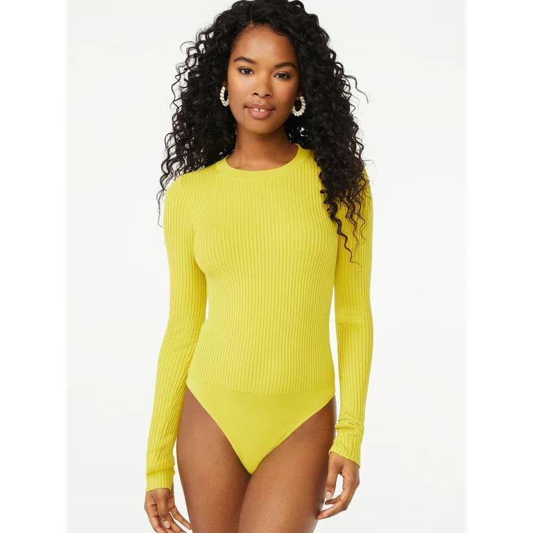 Scoop Women's Long Sleeve Bodysuit Sweater | Walmart (US)