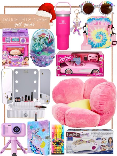 Little girl gift guide. Daughter gift guide. Vanity set. Beanbag chair. Children’s camera. Diary. Easy. Bake oven. Barbie remote control car. Tie-dye bag. Stanley Cup. Keychain. Viral children’s cats. Best toys. Toy gifts. Girl toys.

#LTKHoliday #LTKkids #LTKGiftGuide