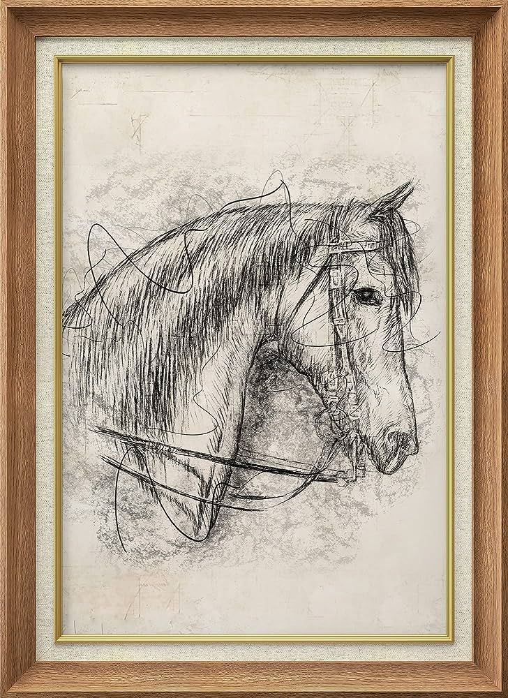 SIGNWIN Premium Frame Art Vintage Retro Stallion Horse Portrait Animals Wilderness Illustrations ... | Amazon (US)