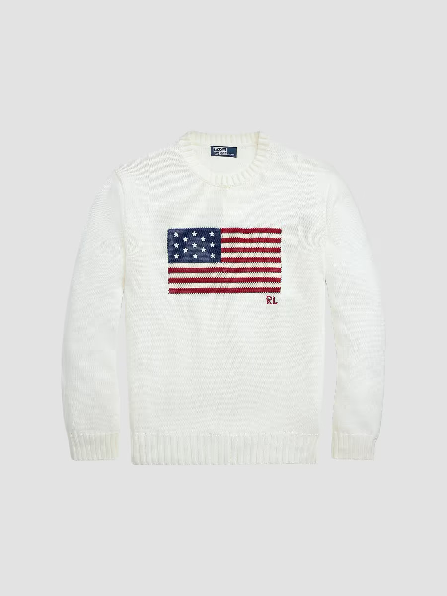 Polo Ralph Lauren Men's The Iconic Flag Cotton Sweater - Deckwash White - Size Small | Saks Fifth Avenue