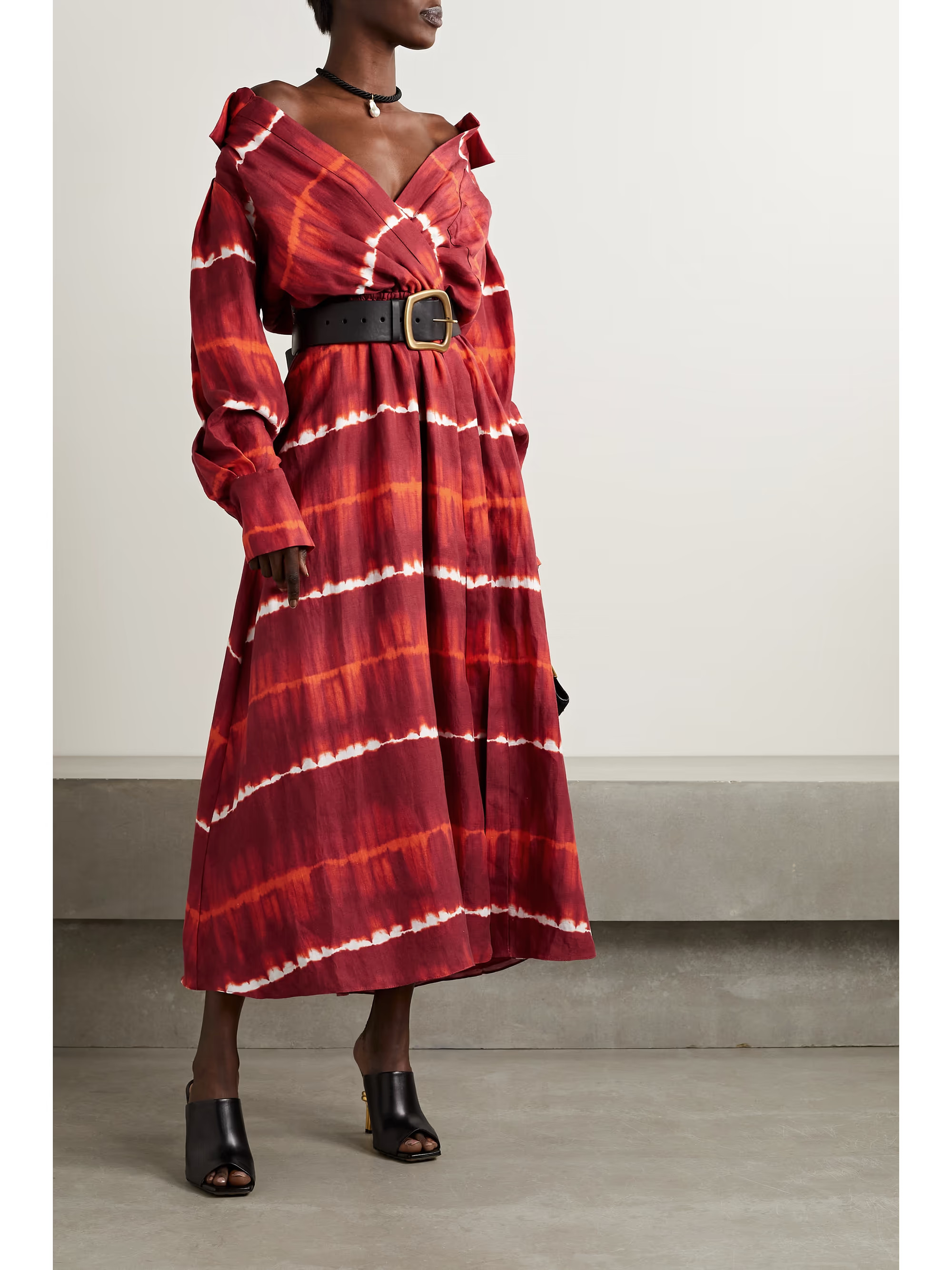 ALTUZARRA Lyddy off-the-shoulder tie-dyed linen-blend maxi dress | NET-A-PORTER | NET-A-PORTER (US)