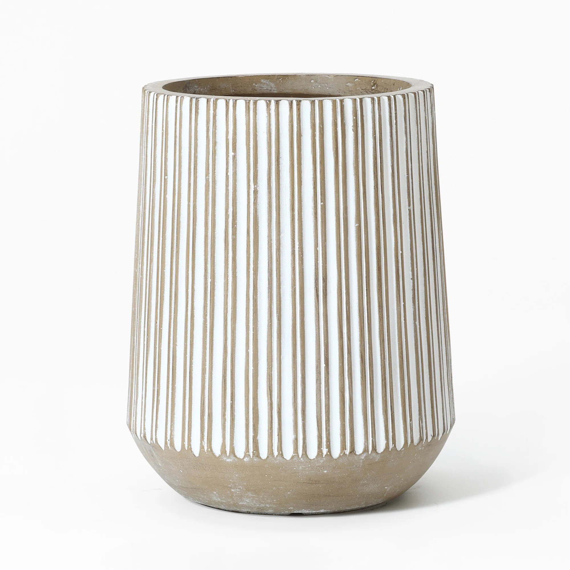 Jarmall Round Brown and White Striped Handmade Tall Pot Planter | Wayfair North America