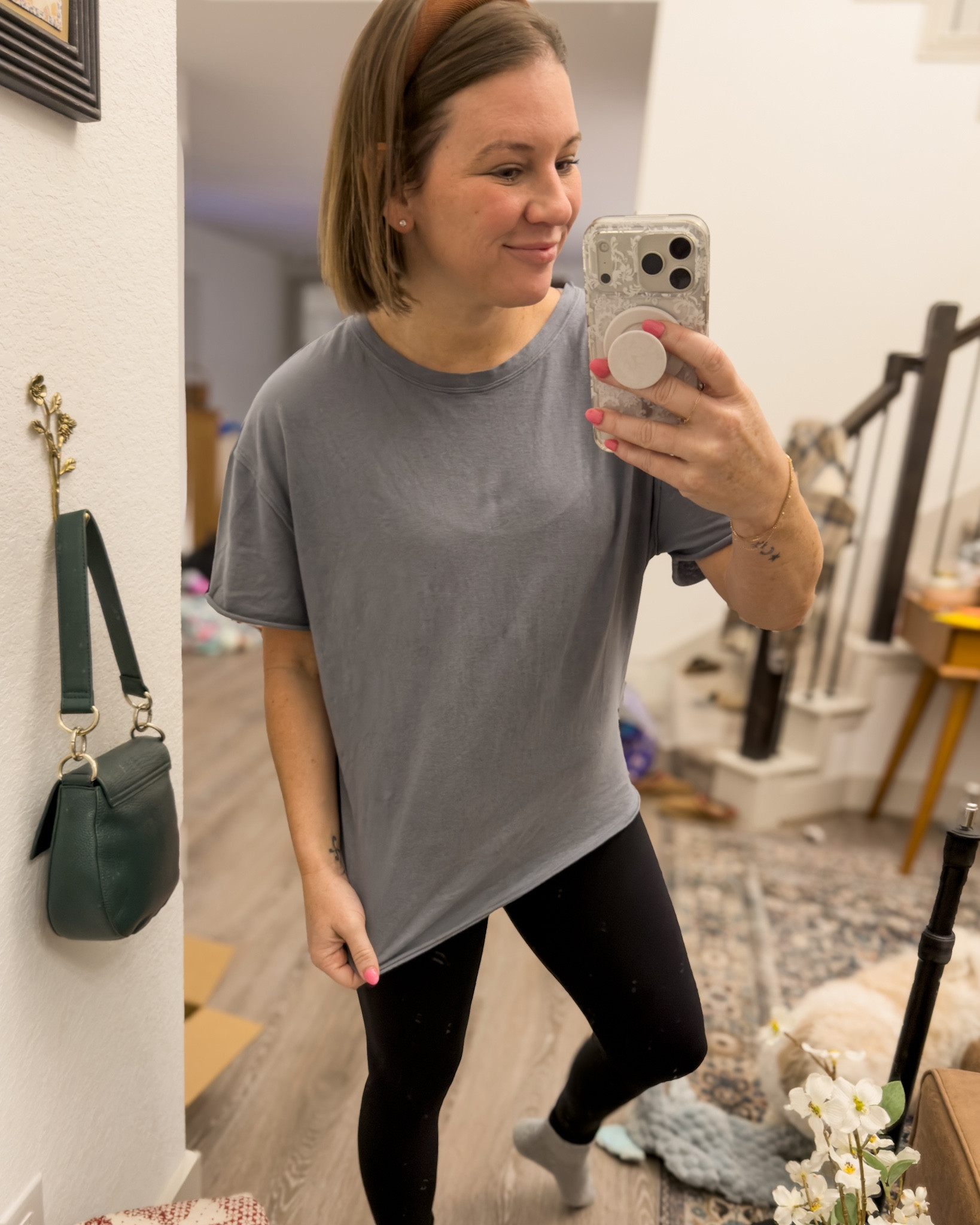 Free People - We The Free Nina tee. Very oversized - I’m wearing XS.  I bought this one in a few diff colors 🩷 its a total everyday wear !