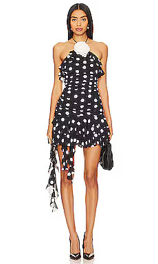 MAJORELLE Brandi Mini Dress in Black & White Dot from Revolve.com | Revolve Clothing (Global)