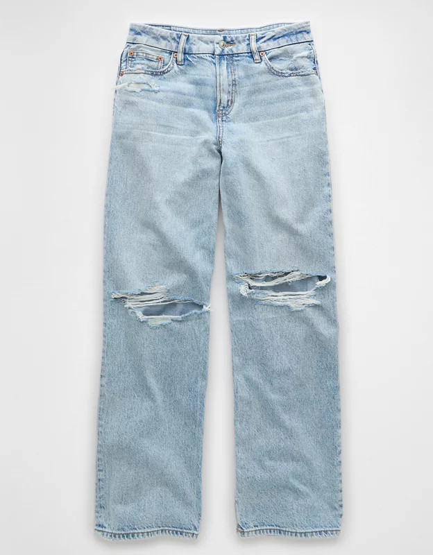 AE Strigid Curvy Ripped High-Waisted Stovepipe Jean | American Eagle Outfitters (US & CA)