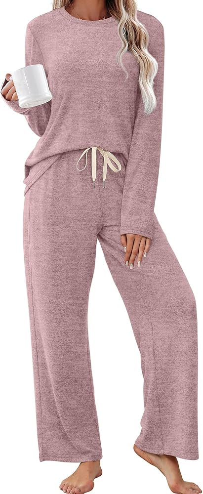 SAMPEEL Pajamas for Women Set Comfy Lounge Sets Two Piece Long Sleeve Cute Pjs Soft Sleepwear Win... | Amazon (US)