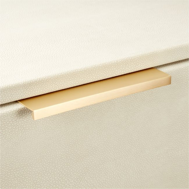 Damon edge drawer pull in brushed brass, 7 inch