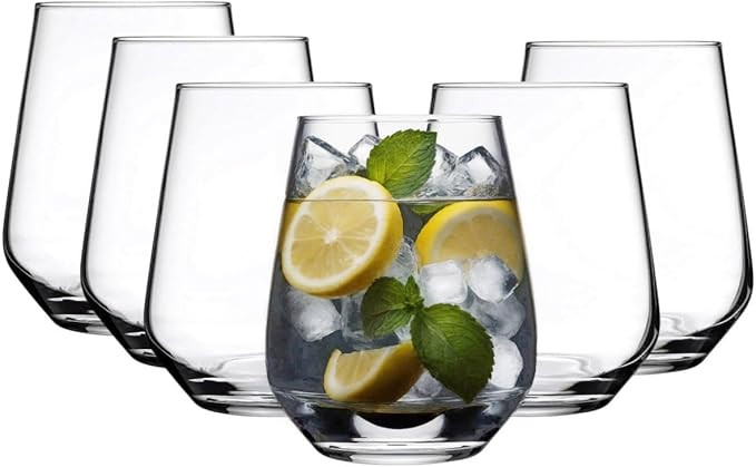 SECEN LONDON Drink Water Juice Drinking Glasses,14 OZ / 425 CC,Set of 6 Crystal Clear Glass Tumbl... | Amazon (US)