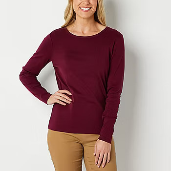 St. John's Bay Womens Crew Neck Long Sleeve T-Shirt | JCPenney