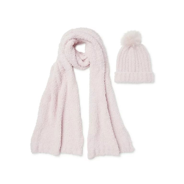 Time and Tru Adult Women's Ribbed Beanie and Scarf Set, 2-Piece | Walmart (US)