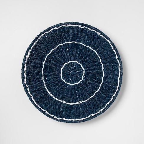 19.7" Seagrass Fiber Round Wall Art Blue/White  - Opalhouse™ | Target