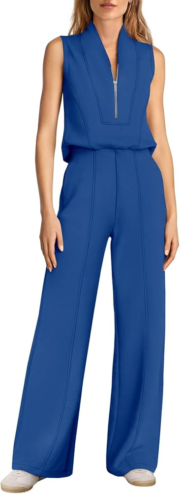Yanekop Womens Wide Leg Jumpsuits Sleeveless One Piece Jumpsuits Dressy Airport Travel Outfit Sum... | Amazon (US)