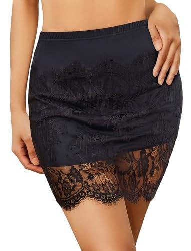 Avidlove Half Slips for Women Slip Skirt Lace Underskirt Anti-Slip Static Resistant Short Underdress Black | Amazon (US)
