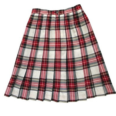Lands' End Red White Green Plaid A-Line pleated Wool Midi Skirt lined Sz: 10 | eBay US