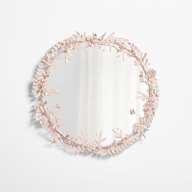Pink Flower Crown 30" Kids Wall Mirror + Reviews | Crate & Kids | Crate & Barrel