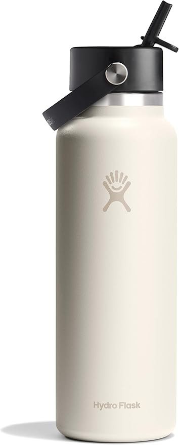 Hydro Flask 40 Oz Wide Flex Straw Cap Bottle - Insulated Stainless Steel - Wide Straw Lid, Non Sp... | Amazon (US)