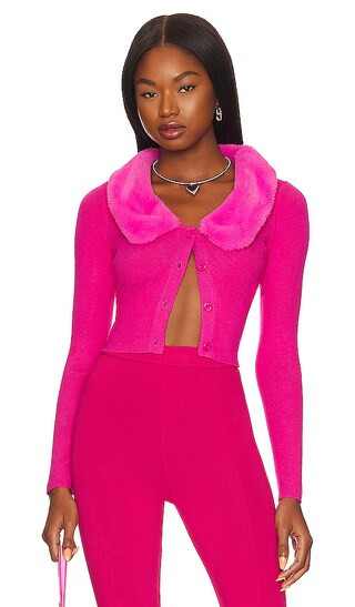 Milana Faux Fur Cardigan in Hot Pink | Revolve Clothing (Global)