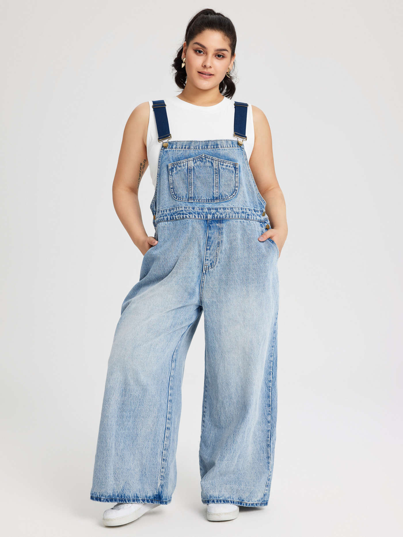 Denim Pocket Wide Leg Jumpsuit Curve & Plus | Cider