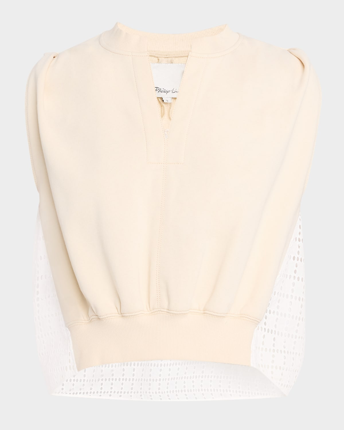 French Terry Broderie Anglaise Combo Top | Neiman Marcus