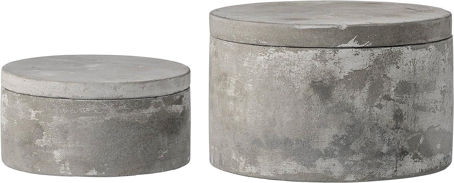 Bloomingville Set of 2 Grey Round Decorative Cement Lids Boxes | Amazon (US)