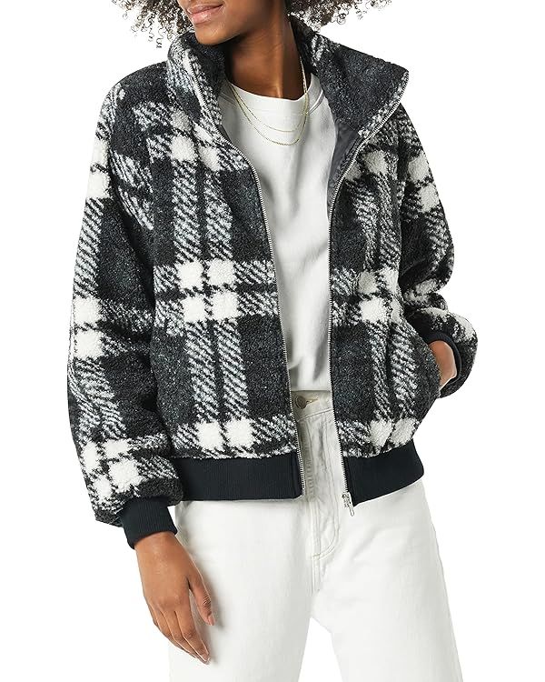Amazon Essentials Women's Teddy Faux Shearling Funnel Collar Jacket | Amazon (US)