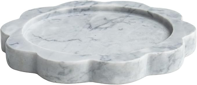 Natural Marble Candle Holder, Elegant Marble Scalloped Tray for Countertop, Solid Feel, Smooth Fi... | Amazon (US)
