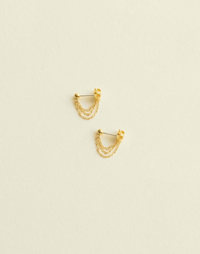 Demi-Fine Triple-Chain Stud Earrings | Madewell