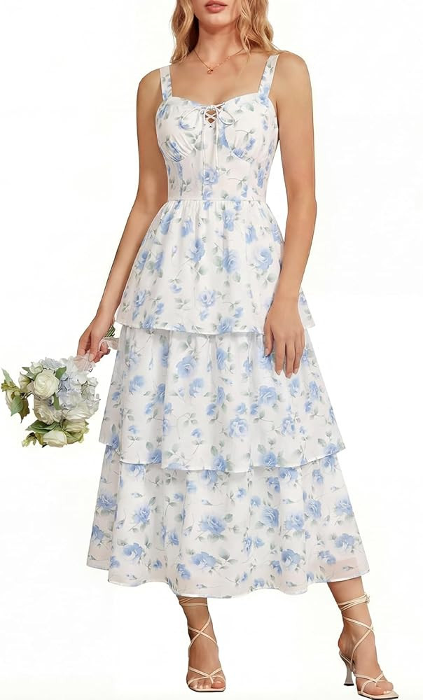 Scarlet Darkness Milkmaid Corset Dress for Women Summer Wedding Guest Dresses Cocktail Floral Sun... | Amazon (US)
