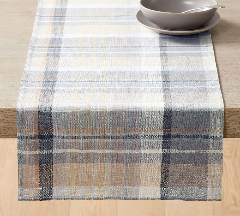 Montecito Plaid Cotton/Linen Table Runner | Pottery Barn (US)