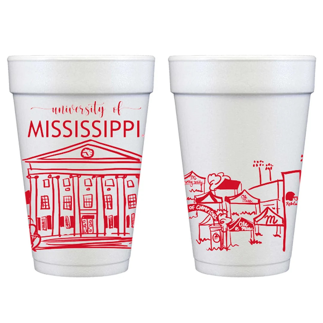 Ole Miss Skyline Landmarks Styrofoam Cup 10 Pack {oxford, Mississippi} - Etsy | Etsy (US)