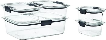 Rubbermaid Brilliance Food Storage Container, 10-Piece Set, 100% Leak-Proof, Plastic, Clear | Amazon (US)