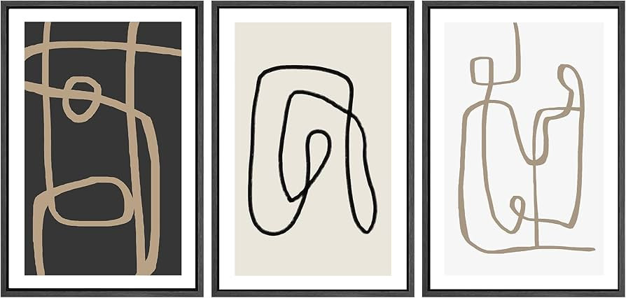 SIGNWIN Framed Canvas Print Wall Art Set Pastel Geometric Line Polygons Abstract Shapes Illustrat... | Amazon (US)