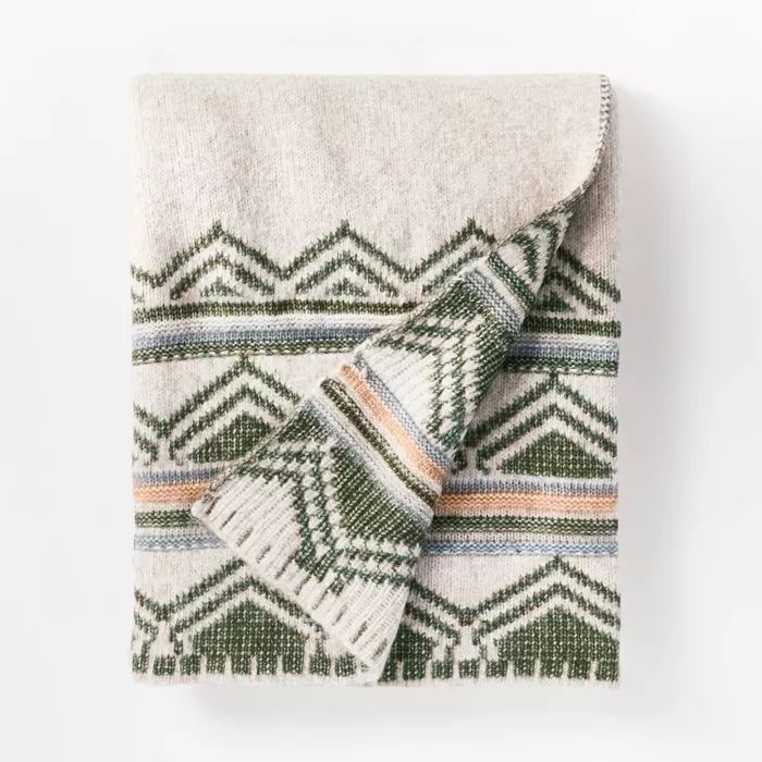 Fair isle Throw Blanket Green - Threshold™ designed with Studio McGee | Target