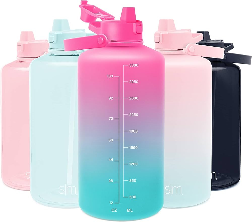 Simple Modern 1 Gallon 128 oz Water Bottle with Push Button Silicone Straw Lid & Motivational Mea... | Amazon (US)