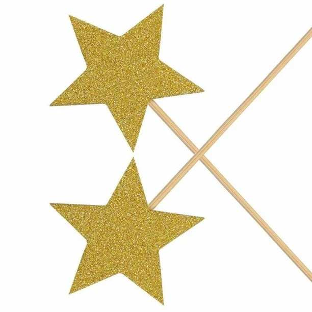 50 Pack Silver Star Cupcake Toppers Glitter Cupcake Picks Decorations for Baby Shower Kids Birthd... | Walmart (US)