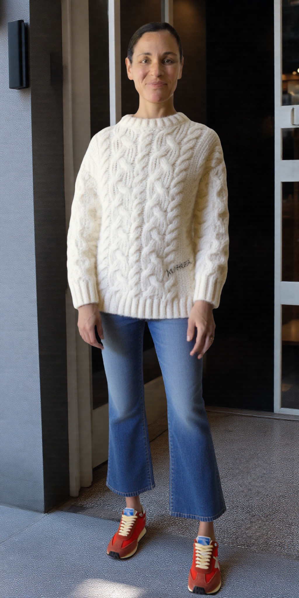 Cozy in cable knit, comfortable in every day cropped denim, and ready to run in red Golden Goose sneakers... MOTHER The Biggie Jumper Sweater in Drinking By The Fire, MOTHER The Hustler Ankle Jeans in Bending the Rules, and Golden Goose
Unisex Running Marathon Sneakers in Red/Silver 

 #LTKSeasonal #LTKOver40 #LTKShoeCrush