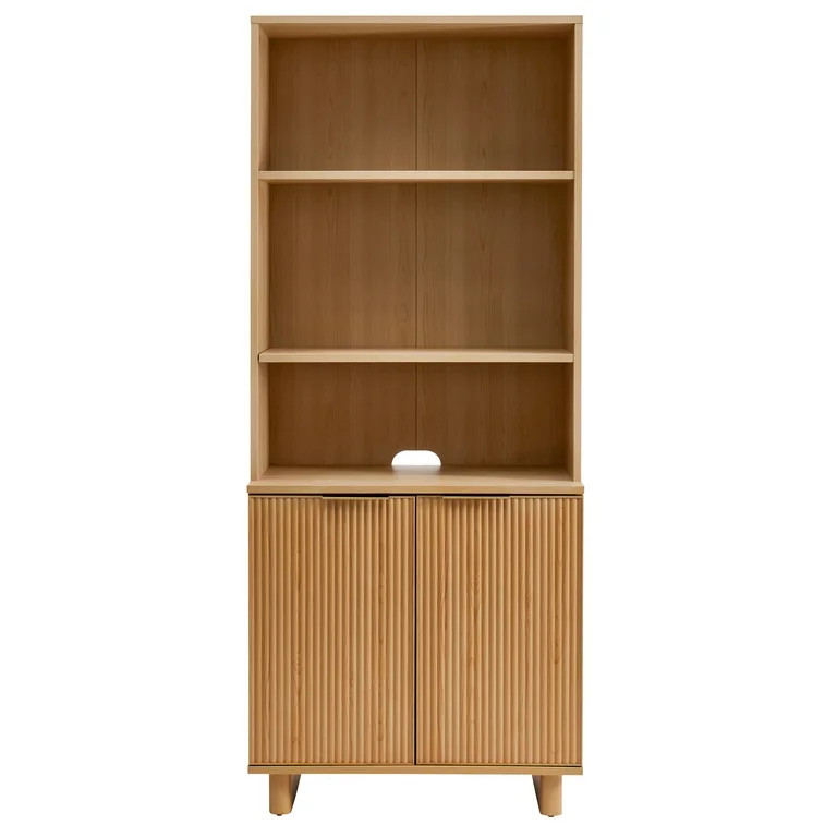 Better Homes & Gardens Lillian Fluted Bookcase with Doors, Natural Pine Finish | Walmart (US)