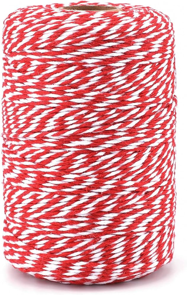 G2PLUS Christmas String,Gift Wrapping String,2MM White and Red Twine String,656Feet Cotton Natura... | Amazon (US)