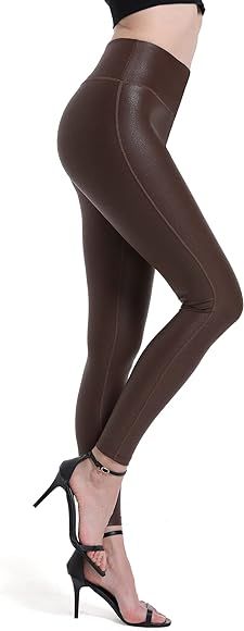 HARTPOR Women's Faux Leather Leggings Stretch High Waisted Shiny Leggings Leather Pants Pleather ... | Amazon (US)