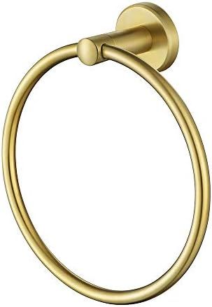 JQK Gold Towel Ring, 304 Stainless Steel Hand Towel Holder for Bathroom, Brushed Gold Wall Mount,... | Amazon (US)