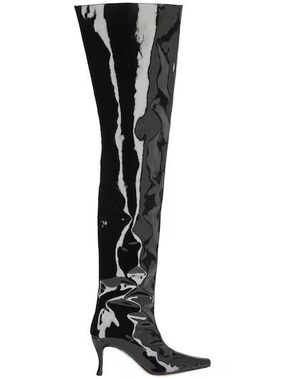 BY FAR - 80mm stevie patent over-the-knee boots - Black | Luisaviaroma | Luisaviaroma