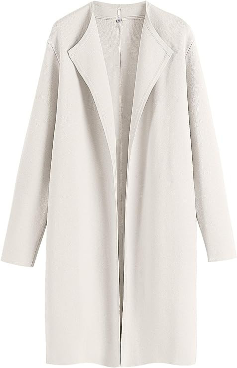 Caracilia Womens Long Knit Cardigan Sweaters Oversized Open Front Long Sleeve Lapel Casual Jacket... | Amazon (US)