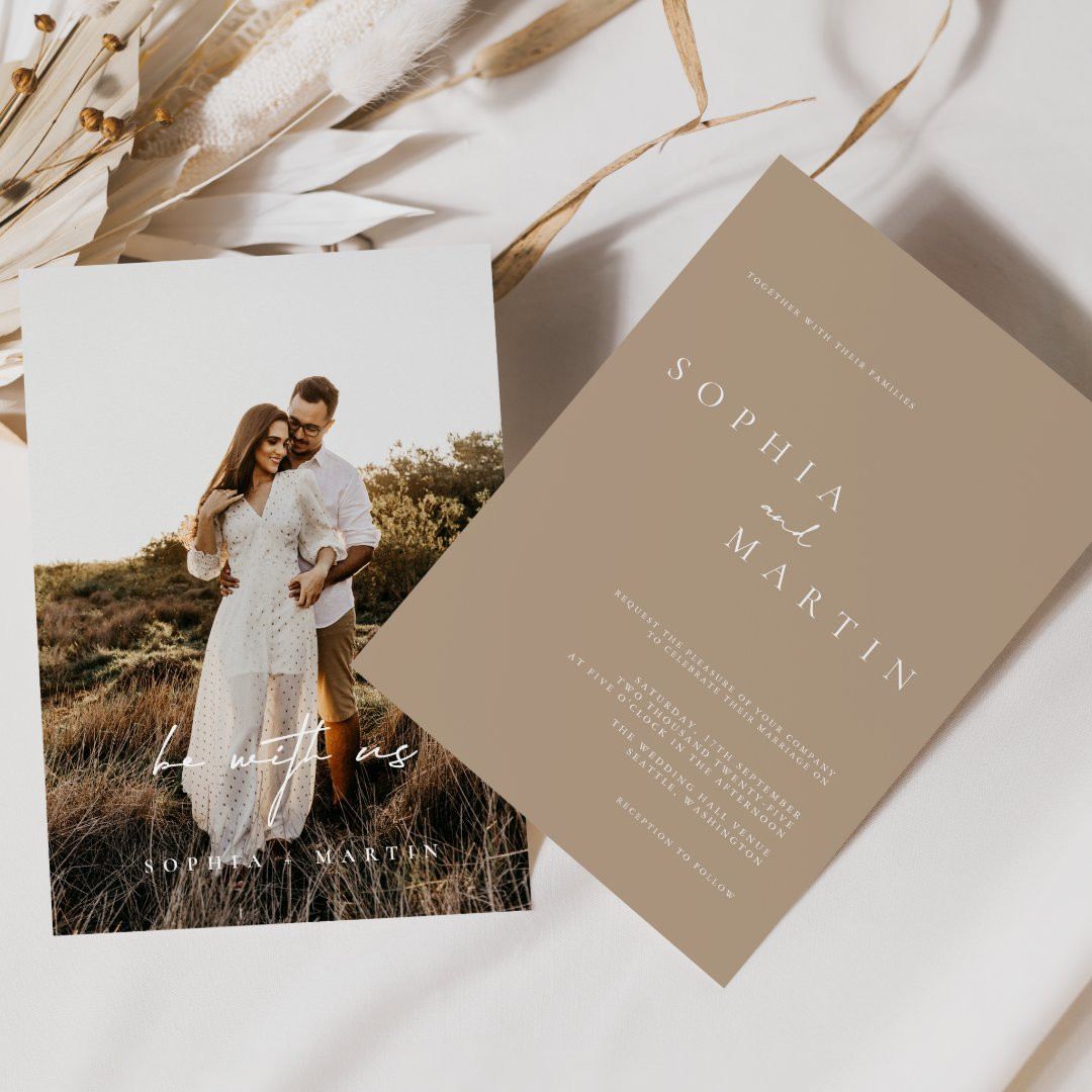 Elegant Modern Script Photo Classic Wedding Invita Invitation | Zazzle