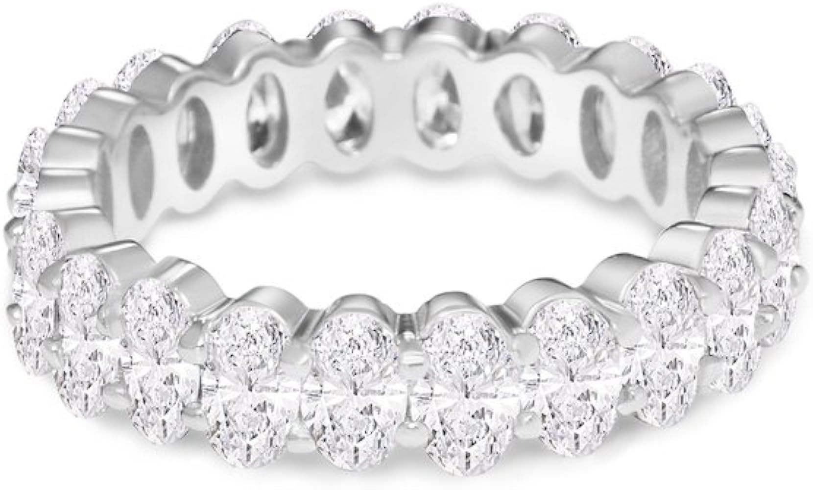 NYC Sterling Women's .925 Silver Cubic Zirconia 5x3mm Oval-Cut Eternity Band Ring | Amazon (US)