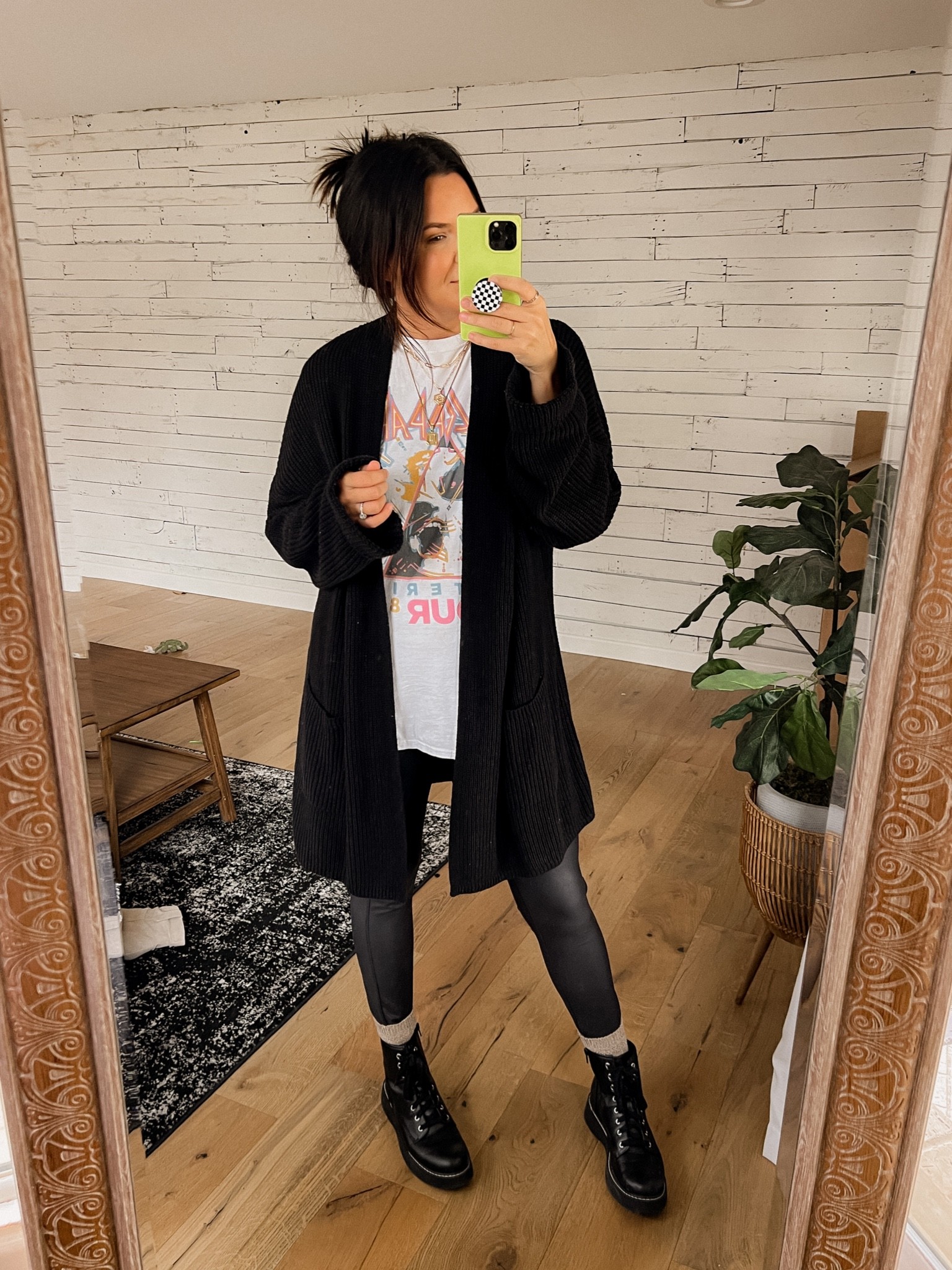 Walmart comfy cardigan outfit 
Cardigan: Large
Graphic Tee: XL
Leggings: Large
Combat boots: True to size 
@walmartfashion @walmart #walmartpartner #ad #liketkit @shop.LTK 

#LTKshoecrush #LTKunder50 #LTKstyletip