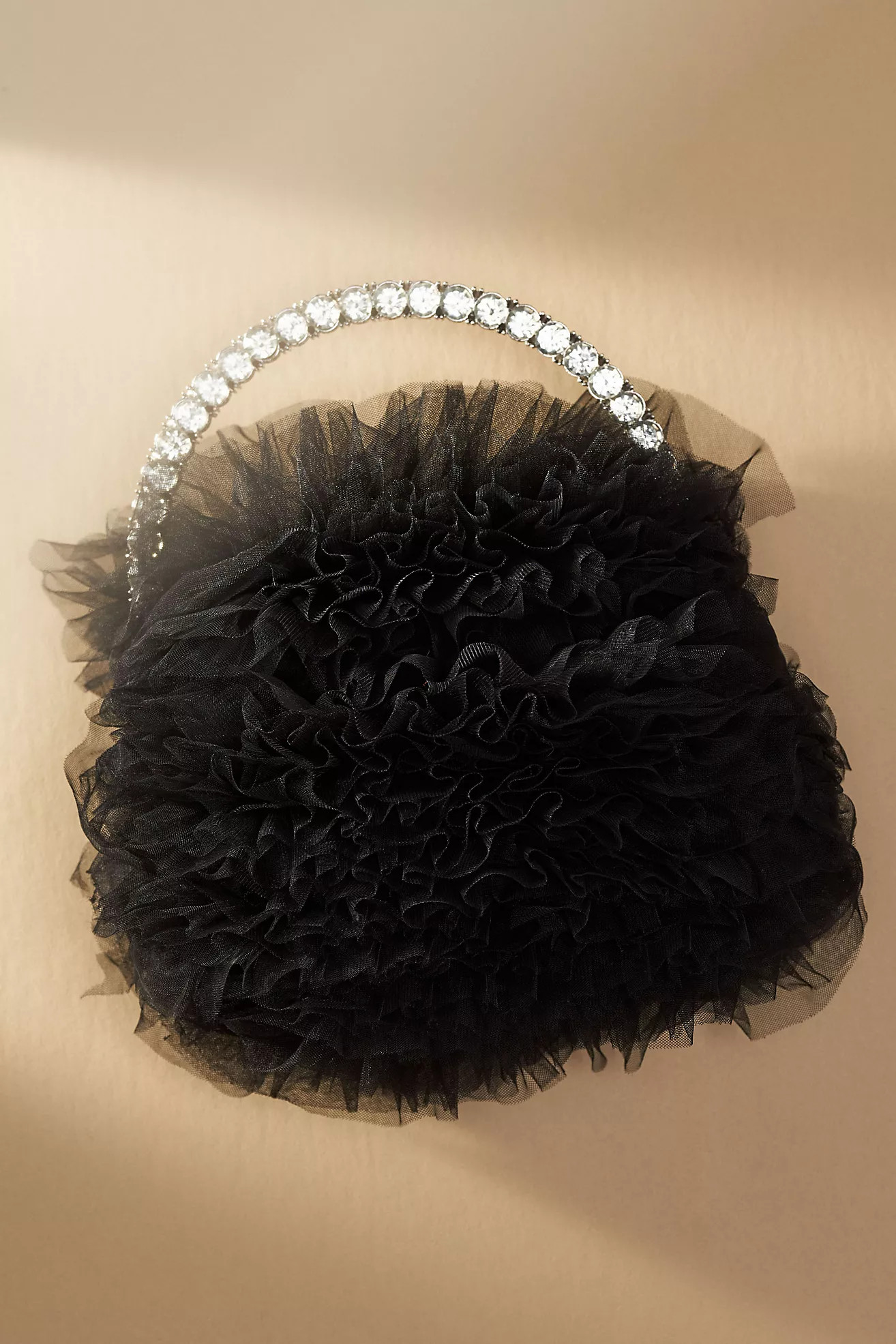 Jewel Badgley Mischka Jazzie Chiffon Ruffle Pouch Clutch | Anthropologie (US)