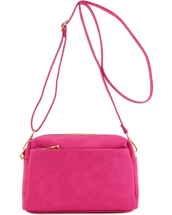 FashionPuzzle Triple Zip Small Crossbody Bag | Amazon (US)