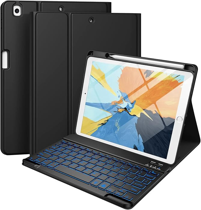 Hamile Keyboard Case for iPad 9th 8th 7th Generation Case with Keyboard 10.2" - 7 Colors Backlit ... | Amazon (US)